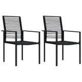 Dining Set Black Glass, Powder-Coated Steel, PVC Hollow Rattan 3060255