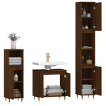 ZNTS 3 Piece Bathroom Cabinet Set Brown Oak Engineered Wood 3187788