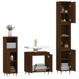 ZNTS 3 Piece Bathroom Cabinet Set Brown Oak Engineered Wood 3187788