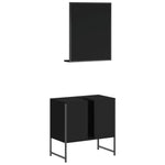 ZNTS 2 Piece Bathroom Cabinet Set Black Engineered Wood 3214334