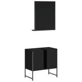 ZNTS 2 Piece Bathroom Cabinet Set Black Engineered Wood 3214334