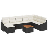 Garden Sofa Set with Cushion 9 pcs Black Poly rattan 3360911