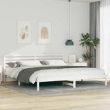 Bed Frame with Headboard White 200 x 220 cm Solid Pine Wood 872342
