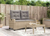 Reclining Garden Bench with Cushions Beige Poly Rattan 368230