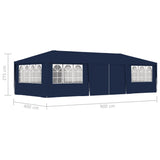 ZNTS Professional Party Tent with Side Walls 4x9 m Blue 90 g/m 48530