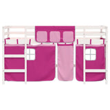 Kids' Loft Bed with Curtains without Mattress Pink 90x190cm 3206978