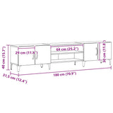 TV Cabinet Black Oak 180 x 31.5 x 40 cm Engineered Wood 862818