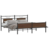 Metal Bed Frame without Mattress Brown Oak 183x213 cm 3325137