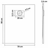 148923 Shower Base Tray SMC Brown 90x70 cm