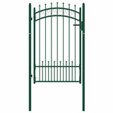 Fence Gate Emmen with Spikes Steel 104x117 cm Green 146385