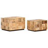 Coffee Tables 2 pcs with Block Design Rough Mango Wood 286435