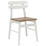 Dining Chair 2 pcs White and Natural Solid Rubber Wood 42020515