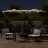 Double-Head Garden Parasol with LEDs Taupe 316x145 cm 362972