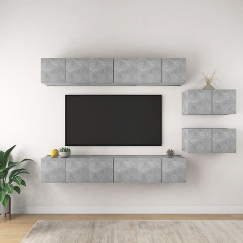 TV Cabinets 8 pcs Concrete Grey Engineered Wood 3079147