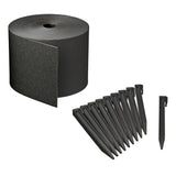 ZNTS Nature Garden Border Edging Set H15 cm x 10 m with Spike Black 447504