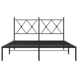 Metal Bed Frame without Mattress with Headboard Black 140x200cm 376503