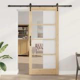 Sliding Door Natural and Black 93 x 211 cm 3332401