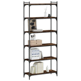 Bookcase 6-Tier Smoked Oak 80x30x188 cm Engineered Wood 837684