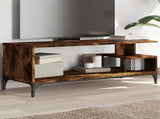TV Cabinet Smoked Oak 102x40x41 cm Engineered Wood and Powder-coated Steel 842413