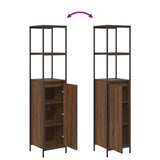 ZNTS 3 Piece Bathroom Furniture Set Brown Oak Engineered Wood 3328363