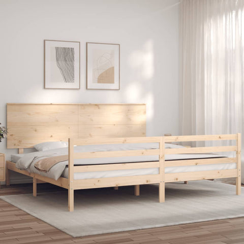ZNTS Bed Frame without Mattress 200x200 cm Solid Wood 3195241