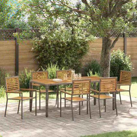 Garden Dining Set 7 pcs Grey Poly Rattan 3365443