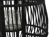 Candle Holder Black Bamboo and Glass Medium Decorative Inlays 246820