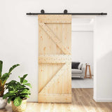 Sliding Door with Hardware Set 85x210 cm Solid Wood Pine 3203059