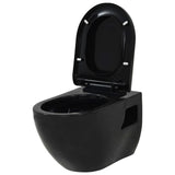 Wall-Hung Toilet with Concealed Cistern Ceramic Black 3054479