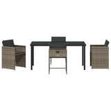 Garden Dining Set with Cushion 5 pcs Grey Poly Rattan 3379982
