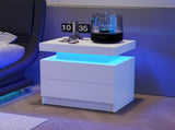 Nightstand LED Bedside Table Cabinet Lights Modern End Side with 2 Drawers for Bedroom T3272P287610