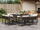 9 Piece Garden Dining Set with Cushions Brown Poly Rattan 3211557