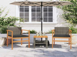 Garden Chairs with Cushions 2 pcs Grey Poly Rattan&Solid Wood 368712