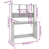 800391 Desk with Shelves Concrete Grey 110x45x157 cm Engineered Wood