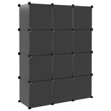 Storage Cube Organiser with 12 Cubes and Doors Black PP 340556