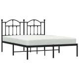 Metal Bed Frame without Mattress with Headboard Black 135x190cm 353438