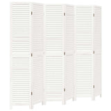 Room Divider 6 Panels White Solid Wood Paulownia 358843
