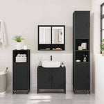 ZNTS 3 Piece Bathroom Furniture Set Black Engineered Wood 3301095