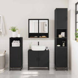 ZNTS 3 Piece Bathroom Furniture Set Black Engineered Wood 3301095