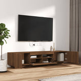 2 Piece TV Cabinet Set with LED Lights Brown Oak Engineered Wood 3120169