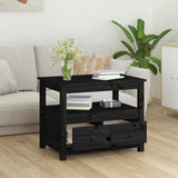 Coffee Table Black 71x49x55 cm Solid Wood Pine 820940