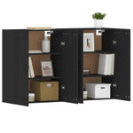 Wall Mounted Cabinets 2 pcs Black Engineered Wood 3197986