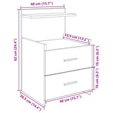 Bedside Cabinet with 2 Drawers White 40x36.5x62 cm 858632