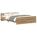 Bed Frame Artisan Oak Engineered wood, Solid pinewood Double 3328741