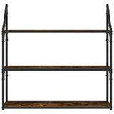 3-Tier Wall Shelf Smoked Oak 80x21x78.5 cm Engineered Wood 835456