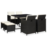 Patio Furniture Black Steel, PE Rattan, Glass, Polyester 42597