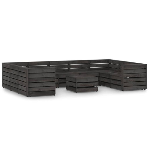 ZNTS 10 Piece Garden Lounge Set Grey Impregnated Pinewood 3068084