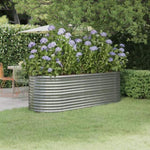 ZNTS Garden Raised Bed Powder-coated Steel 224x80x68 cm Silver 318957