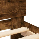 Bed Frame Smoked oak Engineered wood Double Bed Frame 3207613