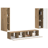 TV Cabinet Set Wall-mounted 4 pcs Artisan Oak Engineered Wood 3409041
